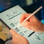 digital planning on tablet with stylus pen